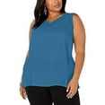thumbnail image 4 of I-N-C Womens Illusion Tank Sleeveless Blouse Top, Blue, 3X, 4 of 5