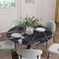 thumbnail image 5 of Black Marble Round Tablecloth for 36-44 Inch Tables,Fitted Table Cover with Elastic Edge,Vintage Minimalism White Abstract Texture Waterproof Outdoor Table Cloth Protector for Patio Garden Dinner, 5 of 9