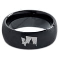 thumbnail image 2 of Tungsten Washington The Evergreen State Capitol Building Band Ring 8mm Men Women Comfort Fit Black Dome Brushed Polished, 2 of 4