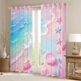thumbnail image 2 of Manfei Blue Ocean Waves Kitchen Curtains,Pink Sand Black Out Curtains Pack of 2 (42x63 Each), 2 of 7