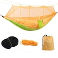 thumbnail image 1 of Outdoor Camping Hammock Mosquito Net Strength Hanging Bed Swing(Yellow Splicing Fruit Green ), 1 of 8