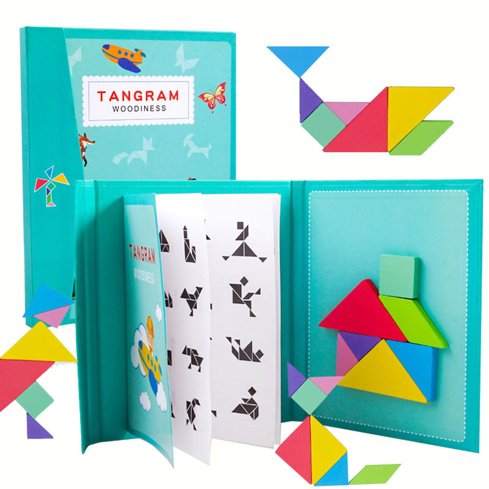 Magnetic Tangram Jigsaw Kids Plastic Early Education Assembly Puzzle Toys 