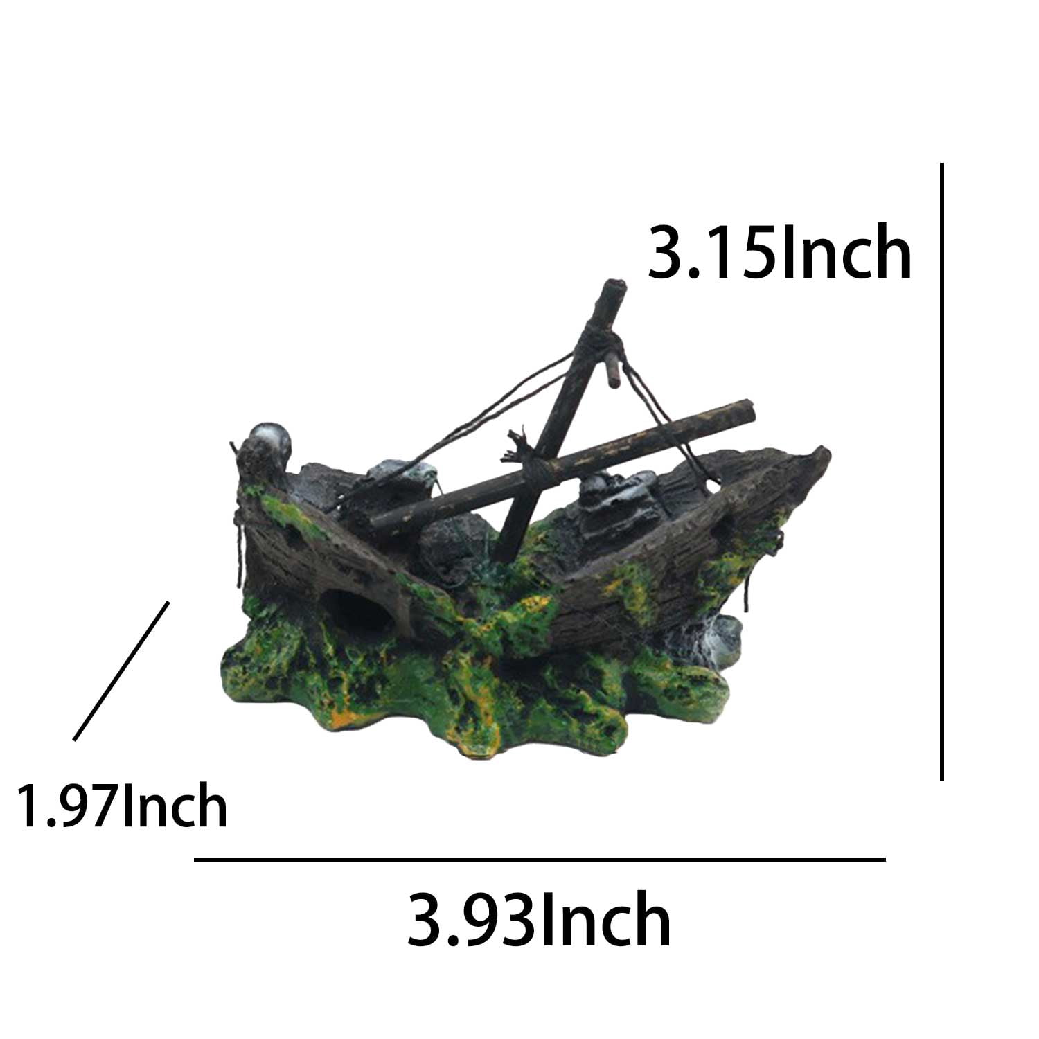 Resin Ship Decor for Aquarium - 5 Style Options (Pirate Ship, Sunken Ship, Red Net Ship, Shipwreck, Blue Sail Ship) Aquatic Ornament with Hiding Caves