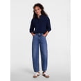 thumbnail image 3 of Scenario Women's and Women's Plus Waffle Knit Button Top with Long Sleeves, Sizes XS-4X, 3 of 6