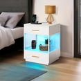 thumbnail image 6 of DEXTRUS LED Nightstand with Charging Station and 2 Drawers, White, 6 of 7