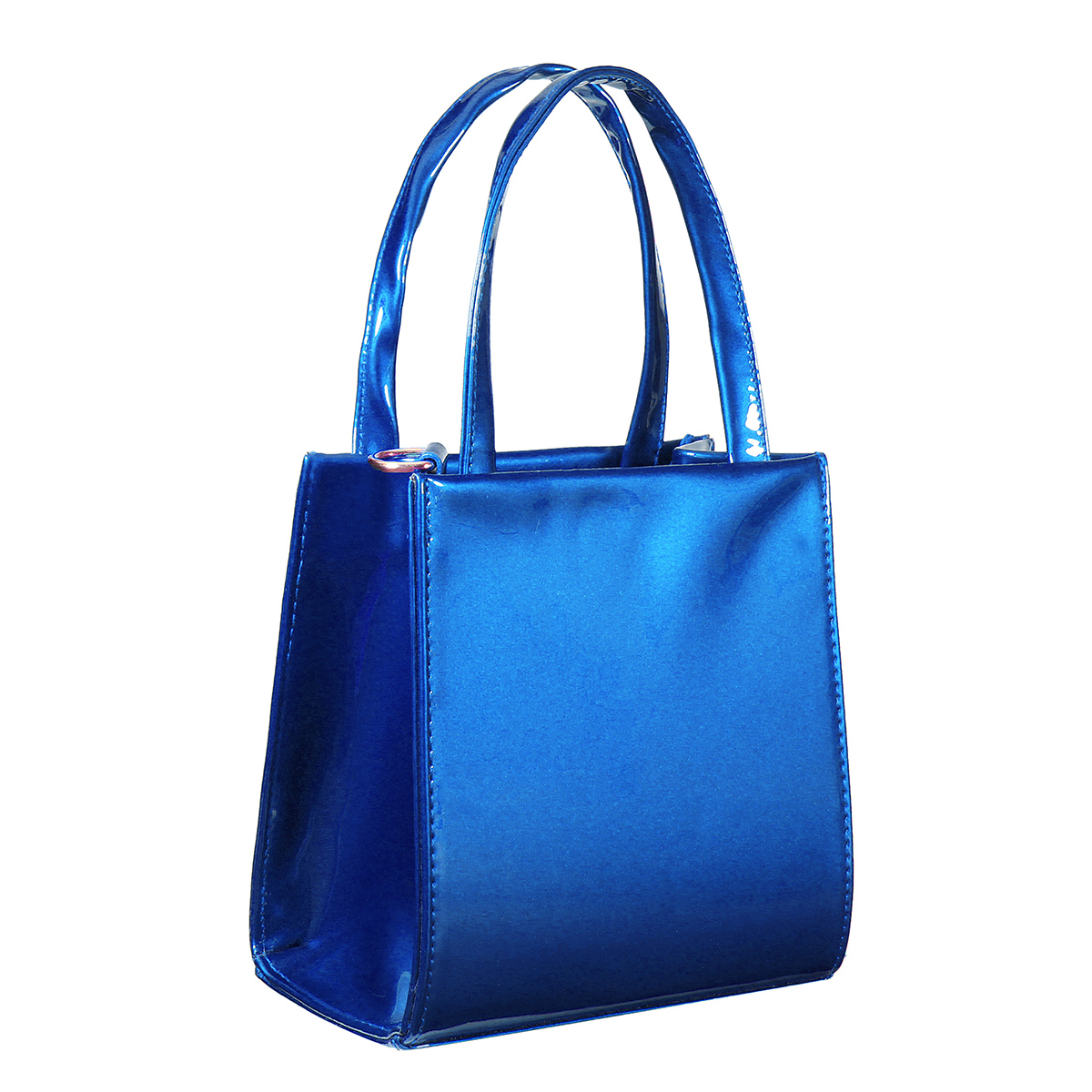 blue patent leather purse