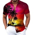 thumbnail image 4 of BUWTTED Mens Shirts Hawaiian Beach Tropical Print Short Sleeve Button Down Loose Summer Casual Holiday Vacation Breathable Red Shirt XL, 4 of 4
