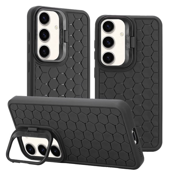 for Samsung Galaxy S23 FE Case, [Dissipate Heat] Camera Protection Foldable Bracket Stand Shell with Wireless Charging Compatible with MagSafe Shockproof Bumper Drop Resistant, Black