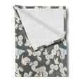 thumbnail image 2 of Flowers Insects Soft Flannel Fleece Blanket, Vintage Floral Nostalgia Detailed Foliage and Butterflies Pattern, Cozy Plush for Indoor and Outdoor Use, 50" x 70", Grey and Warm Taupe, by Ambesonne, 2 of 5