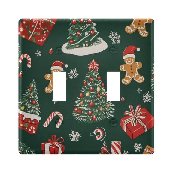 Yayeee Toggle Light Switch Wall Plate 2-Gang 4.56"x4.48" Decorative Outlet Cover, Yellow Christmas Gingerbread