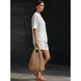 thumbnail image 4 of Women 2 Piece Short Sets Summer Lounge Outfits Sets Short Sleeve Trendy Casual Matching Set White L, 4 of 6
