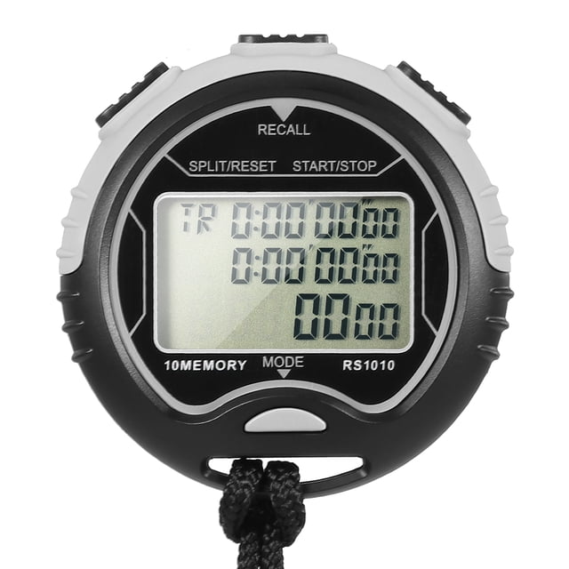 Generic RS-1010 Multifunctional Electronic Stopwatch with Timer for Competitions, Compact ABS Design (No Logo)