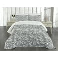 thumbnail image 3 of Ambesonne Paisley Quilted Bedspread Set 3 Pcs, Digital Persian Leaf, Queen Size, Grey and White, 3 of 5