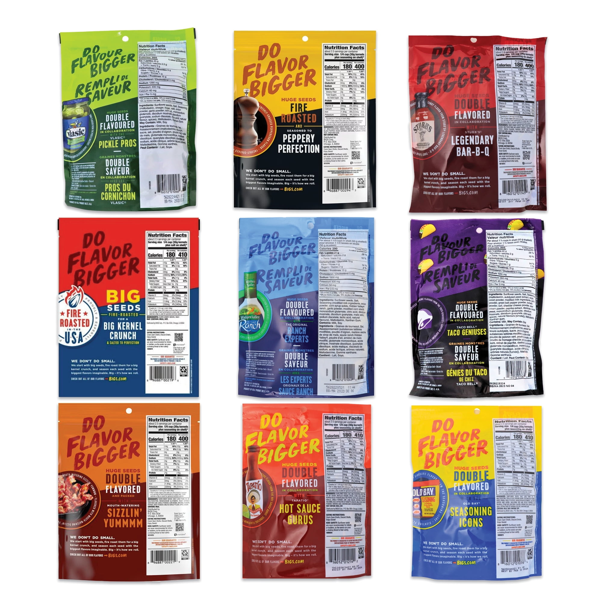 Bigs Sunflower Seeds Variety Pack - 9 Bold Flavors (5.35oz Each)