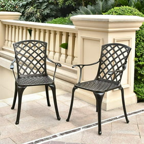 Magic Union 2 Piece Outdoor Patio Cast Aluminum Dining Chairs, Antique Bronze
