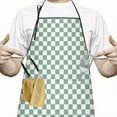 thumbnail image 2 of Green and White Checkerboard Pattern Apron-Garden Aprons for Women with Pockets-Cotton Linen Waterproof Kitchen Cooking Gardening Aprons Adjustable for Kitchen,Cooking,BBQ and Salon 33x27 Inch, 2 of 7