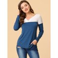 thumbnail image 3 of Unique Bargains T-Shirt Casual à Manches Longues à Col en V pour Femmes, 3 of 4