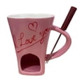 thumbnail image 4 of Taza para fondue de chocolate con tenedor, calentador de queso y mantequillera individual, ideal Corazón rosa, 4 of 9