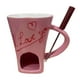 thumbnail image 4 of Taza para fondue de chocolate con tenedor, calentador de queso y mantequillera individual, ideal Corazón rosa, 4 of 9