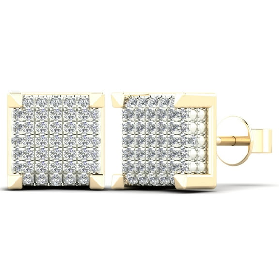 aaXia Men’s 14K Yellow Gold 1/5ct Diamond Square Stud Earrings