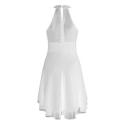 Aayomet Plus Size Dresses Womens Summer Casual Solid Halter Neck Button Chiffon Splice A Line Dress,White L