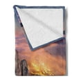 thumbnail image 2 of Americana Soft Flannel Fleece Throw Blanket, Night View in Ai Petri Full Moon Sunset in Alps Rocky Mountains Picture Print, Cozy Plush for Indoor and Outdoor Use, 50" x 60", Multicolor, by Ambesonne, 2 of 5
