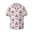 thumbnail image 2 of Lsque Cute Cupcake print Men's Cuban Collar Short Sleeve Shirt Summer Beachwear Casual Button Down Fashionable Vacation Leisure Shirt-Medium, 2 of 7