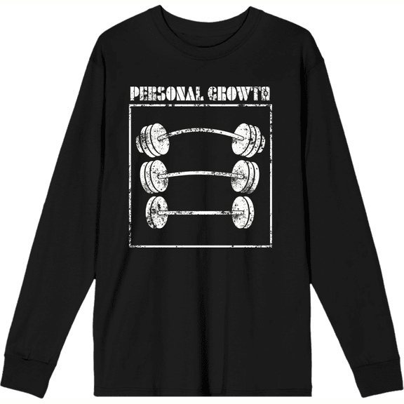 Gym Culture Personal Growth Crew Neck Long Sleeve Adult Tee-Medium-Black