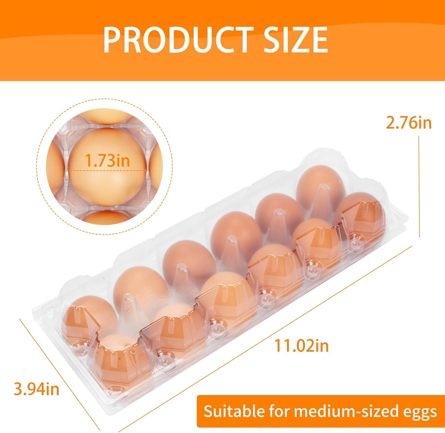Bulk 120 Pack Egg Cartons, 12 Count Empty Egg Trays for Home Farm or Market Display, 2x6 Grid Design