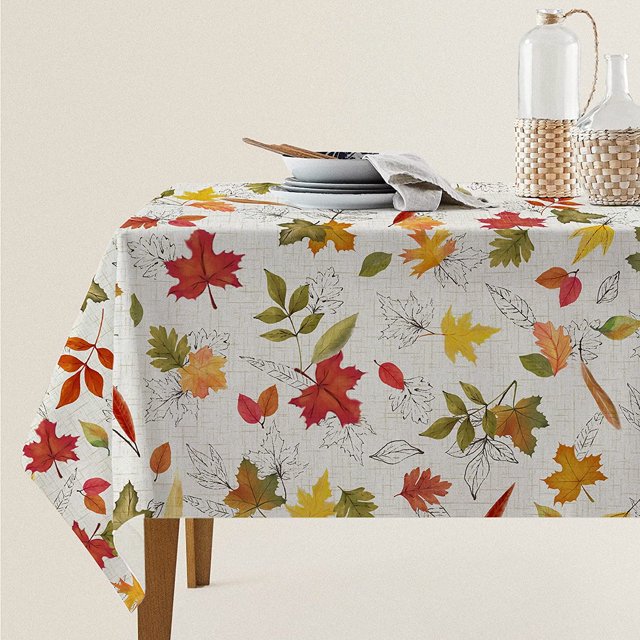 Thanksgiving Tablecloth Fall Maple Leaves Polyester Table Cover Watercolor Fall Pumpkins Berry Table Cloth Farm Harvest Autumn Falling Leaves Table Cover for Autumn Harvest (Rectangle, 60"×102")