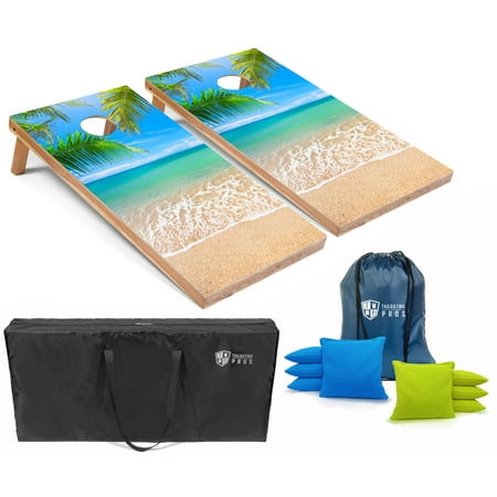 Tailgating Pros Cornhole Board Set w/Bean Bags and Carrying Case - 4 x2  Corn Hole Toss - Tournament and Lightweight Options - Optional LED Lights