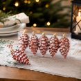 thumbnail image 5 of ZENVIVE Glittered Pinecone Christmas Ornaments, Set of 6 with Gold Caps and Hanging Loops, Festive Holiday Xmas Tree Party Home Indoor Display, Rose Gold Glitter, 5 of 6