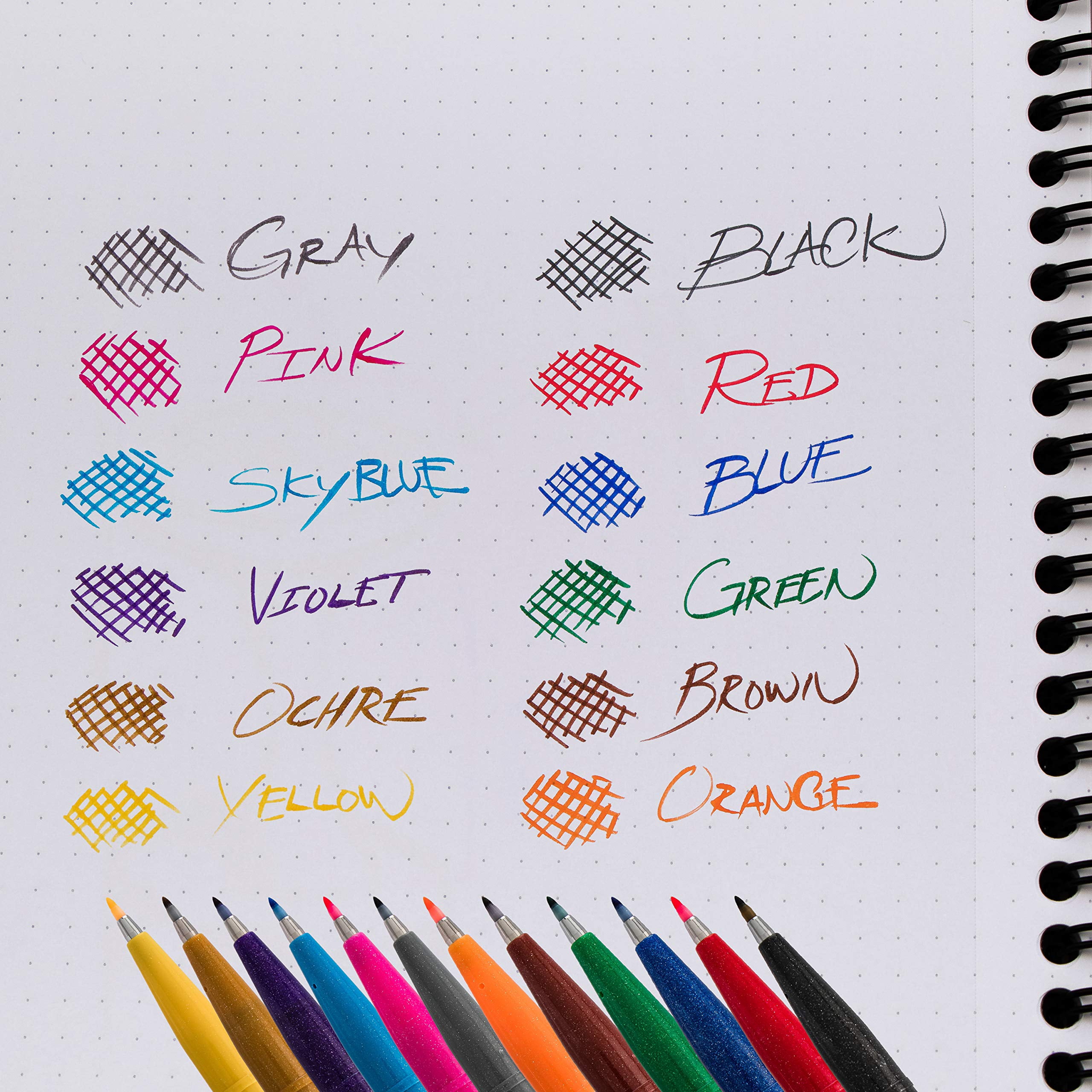 Pentel Sign Pen Brush Tip Set, 12-Colors