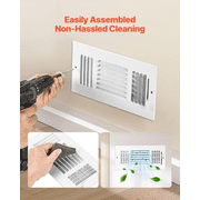 Floor Registers 4x10 Inch, 6-Pack HVAC Vents - Adjustable Airflow Metal Vent Grilles for Home & Office - Rustproof Air Deflectors with Damper, White