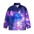 thumbnail image 4 of Uorisanigo Girls Oversized Sweatshirts Half Zip Pullover Sweatshirt Drop Shoulder Purple Galaxy Cat Long Sleeve Pullover Top Fall Fashion Outfits Clothes Quarter-Zip Jacket Shirts Top, 4 of 7