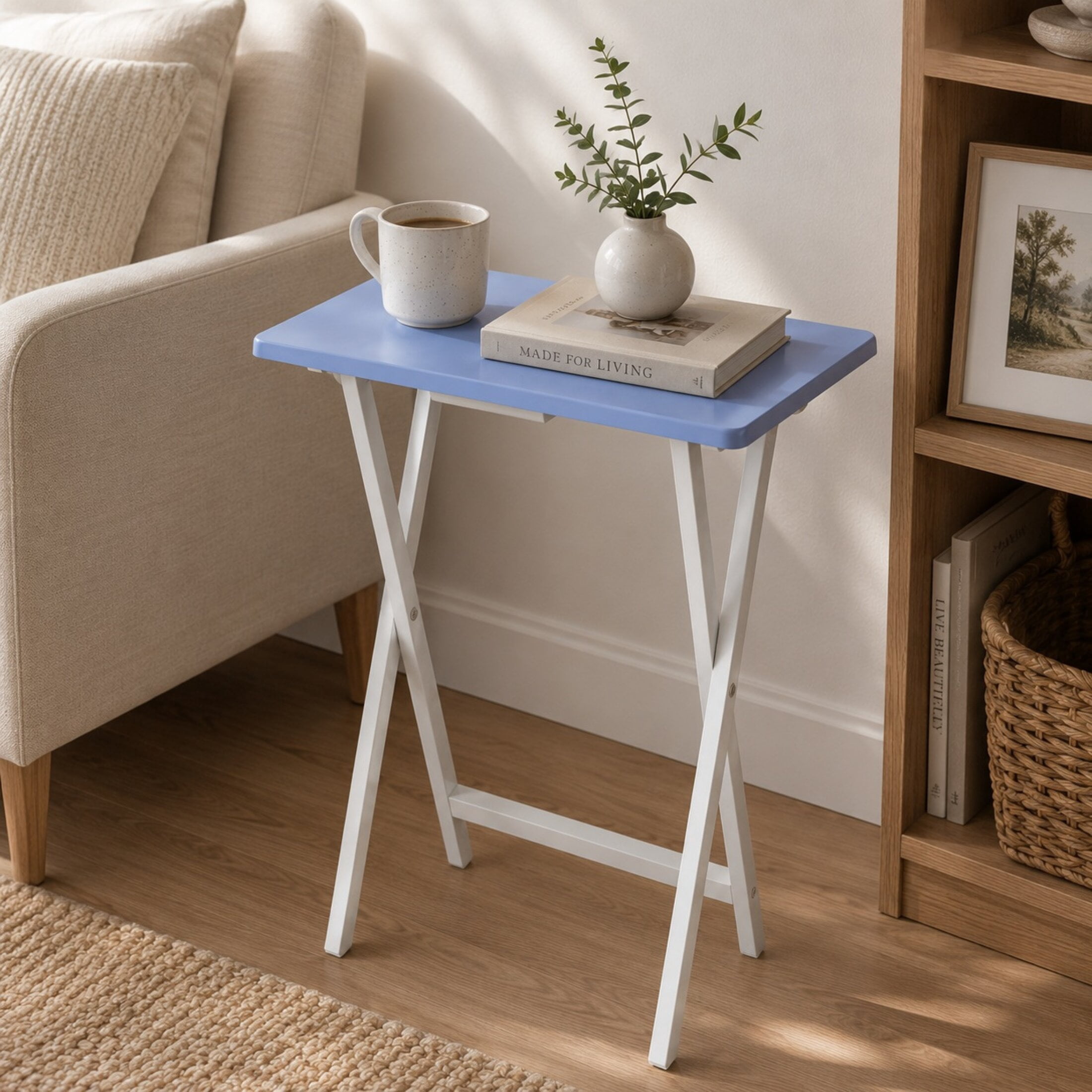 Mainstays Rubberwood Folding TV Tray Table, Seaside