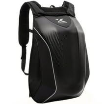 Kronox Hardshell Motorcycle Backpack for Men. Fits a Helmet & 15'' Notebook. Black PVC.