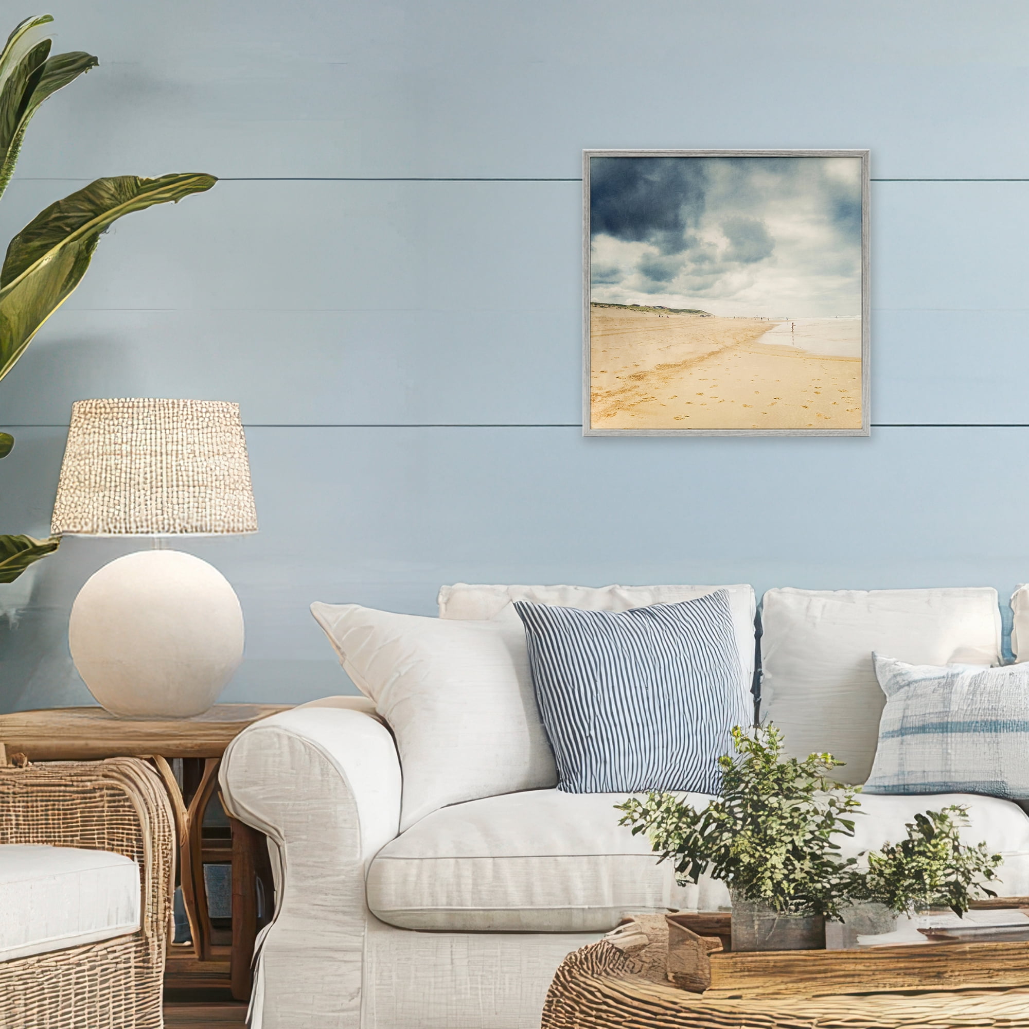 Stupell Industries Beach On A Cloudy Day Gray Framed Giclee Art, design by Dirk Wüstenhagen