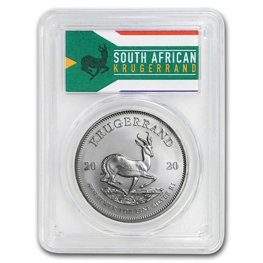 2020 South Africa 1 oz Silver Krugerrand R1 Coin PCGS MS69 FS PRESALE SKU60239