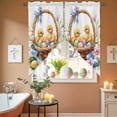 thumbnail image 6 of Easter Basket Chick Swag Valance Curtains Watercolor Yellow Green Eggs Spring Purple Floral Leaf Rod Pocket Swag Curtains Small Window Treatments for Kitchen Bathroom Bedroom 28" W x 36" L, 2 Panels, 6 of 9