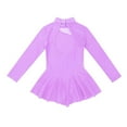 thumbnail image 4 of MSemis Little Big Girls Mock Neck Mesh Splice Figure Ice Skating Dress Gymnastics Skirted Leotard, 4 of 4