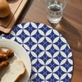 thumbnail image 3 of Retro Rhombus Round 13 Inch Placemats Set of 6, Morocco Abstract Geometric Art Navy Blue HeatResistant Non Slip Place Mats for Dining Table, Wipeable Braided Kitchen Table Mats for Housewarming, 3 of 9