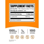 BulkSupplements L-Lysine Powder - as L-Lysine HCl, Amino Acid Supplement - Unflavored, 1kg (2.2 lbs)