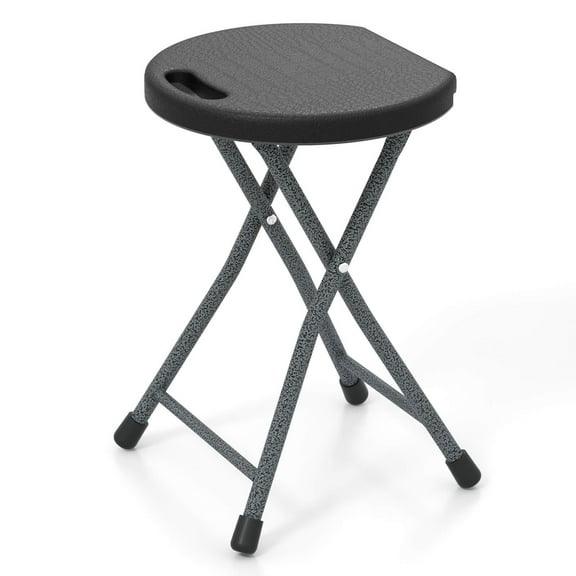 Costway 1 PCS 18"H  Folding Stool Portable & Foldable Camping Chair with Built-in Handle Black