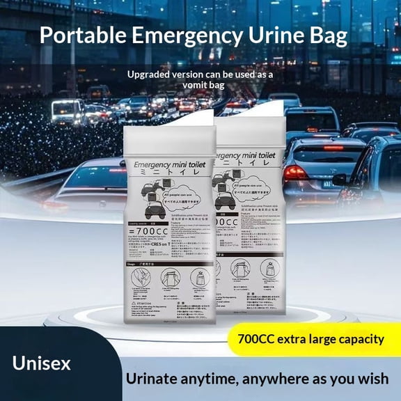 20 packs of emergency vehicle-mounted disposable urinary bags for sudden traffic jams – perfect for men and women, convenient for travel, and essential for high-speed use.