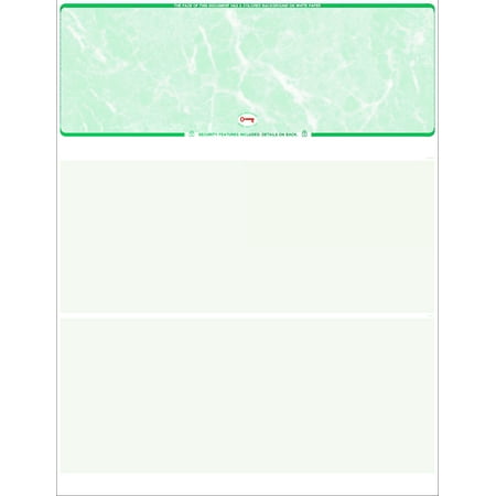 Blank Check Stock - 250 Blank Computer Check Stock - Check on Top - Green (Marble Green)