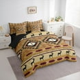 thumbnail image 3 of Feelyou Retro Hippie Aztec Bedding Comforter Set 7pcs for Men, Burly Wood Stripe Triangle King Bedding Sets, Wildlife Deer Moose Reversible Bed Sheets, Super Cozy Room Decor, 3 of 7
