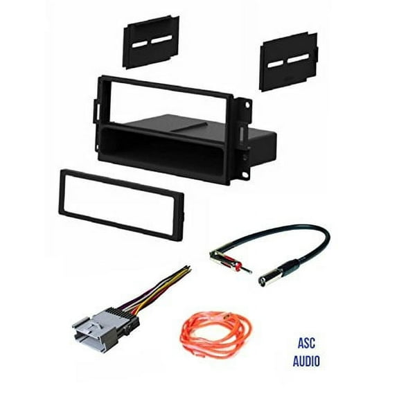 ASC Audio Car Stereo Radio Dash Install Kit, Wire Harness, and Antenna Adapter to Install a Single Din Radio for 2004 2005 2006 2007 2008 Pontiac Grand Prix w/ No Factory Premium Amp