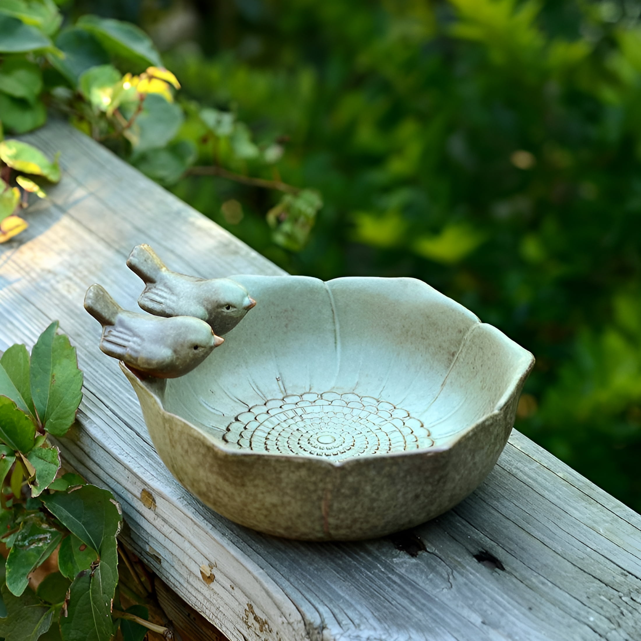 ACDANC Bird Bath for Outside on Ground Ceramic Birds Bath Bowl Handmade Ground Bird Feeders and Birdbath for Outdoors Garden Tabletop Balcony