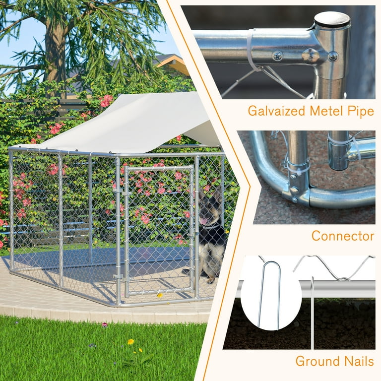 LZBEITEM 7.5 x 7.5ft Covered Roof Outdoor Dog Kennel, Heavy LZBEITEM 7.5 x 7.5ft Covered Roof Outdoor Dog Kennel, Heavy